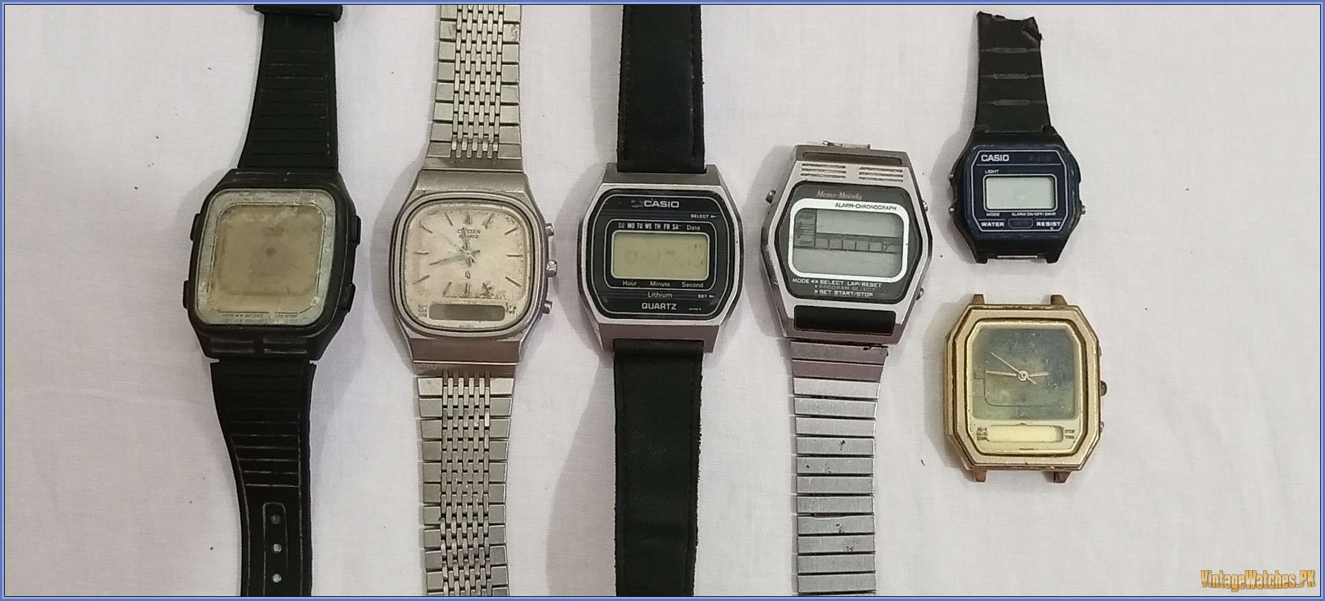 Lot 6 Original Vintage Old Classic Ana Digital Watches Casio Citizen 9570, 9560, 8950 - PK00017 - vintagewatches.pk