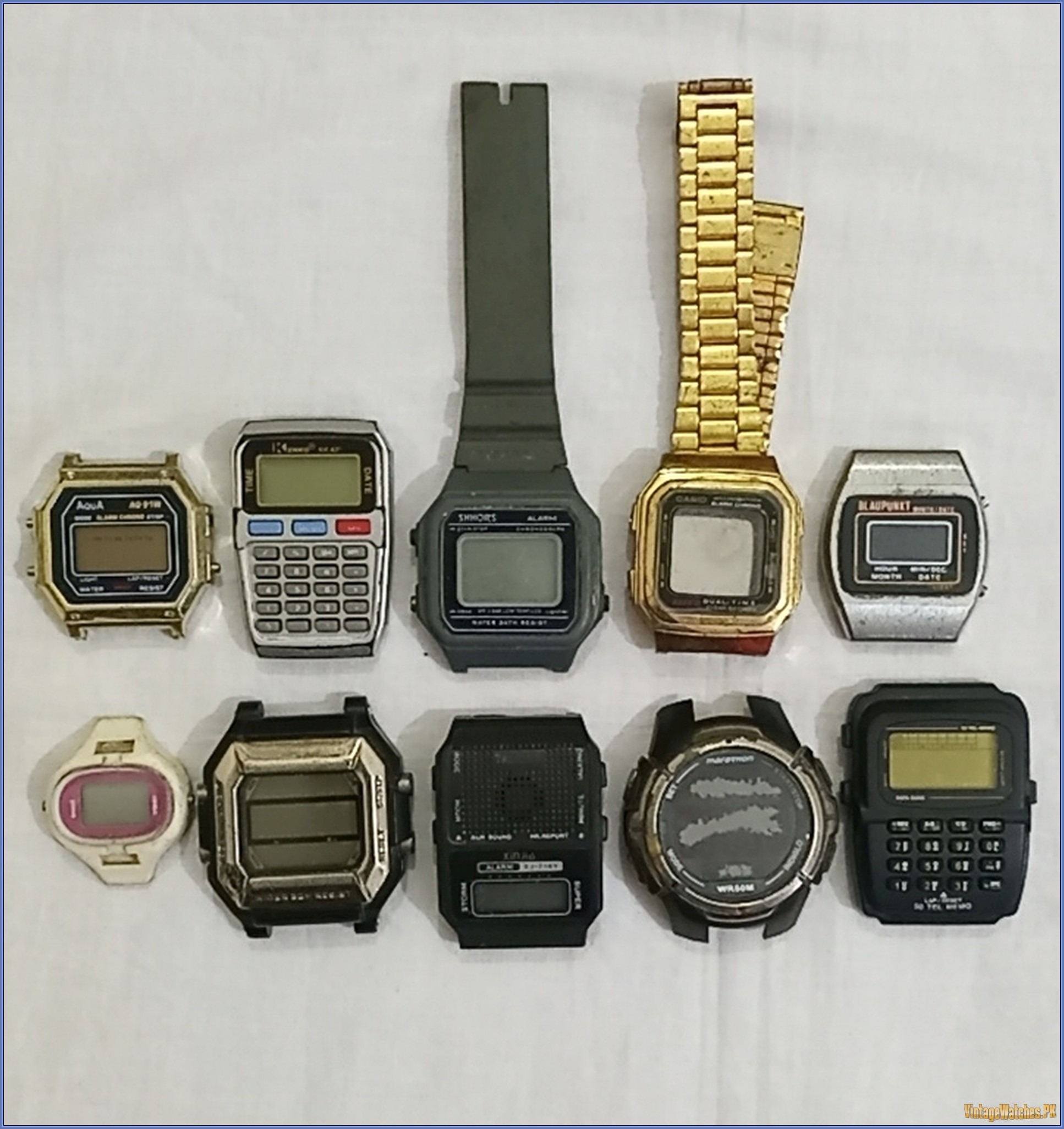 Lot of 10 Vintage Antique Digital LCD Calculator Watches Clocks China - PK00013 - vintagewatches.pk